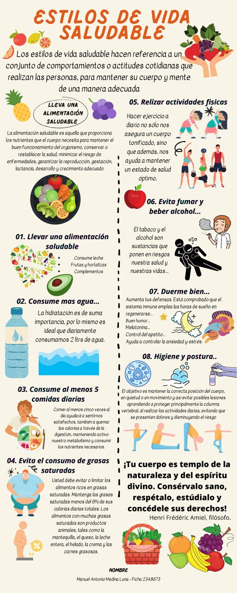 Infografía de estilos de vida saludable. GA4-230101507-AA2-EV01 - Comer al menos cinco veces al día - Studocu Glow Up?, Healthy Life, Nutrition, Healthy Recipes