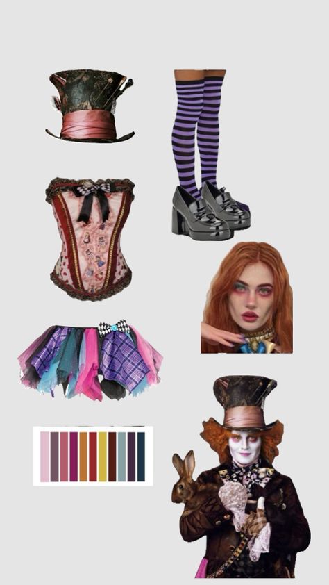 Mad Hatter And March Hare Costume, Mad Hatter Girl Costume Diy, Alice In Wonderland Cosplay Ideas, Simple Mad Hatter Costume, Woman Mad Hatter Costume, Alice In Wonderland Mad Hatter Costume, Cute Mad Hatter Costume, Mad Hatter Aesthetic Outfit, Mad Hatter Outfit Ideas