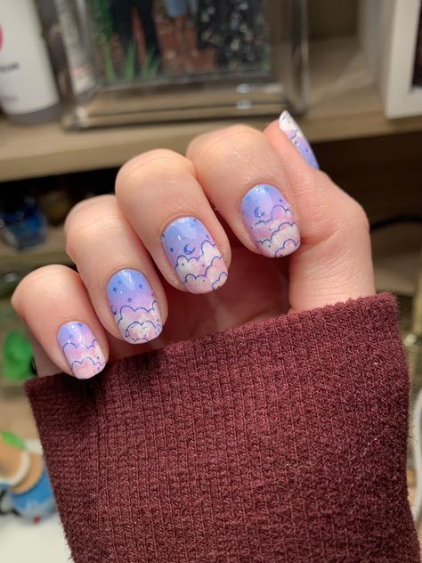 Sky Inspired Nails, Pastel Sky Nails, Pastel Space Nails, Pastel Gel Nails Short, Pastel Rainbow Nails, Trendy Almond Nails, Pastel Nail Art, Pastel Nails Designs, Nails Trend