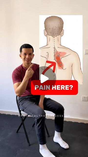 Rhomboid Pain Relief, Rhomboid Stretch, Resistance Band Stretches, Shoulder Pain Relief, Natural Health Tips, Senior Fitness, Yoga Health, Resistance Bands, Shoulder Pain