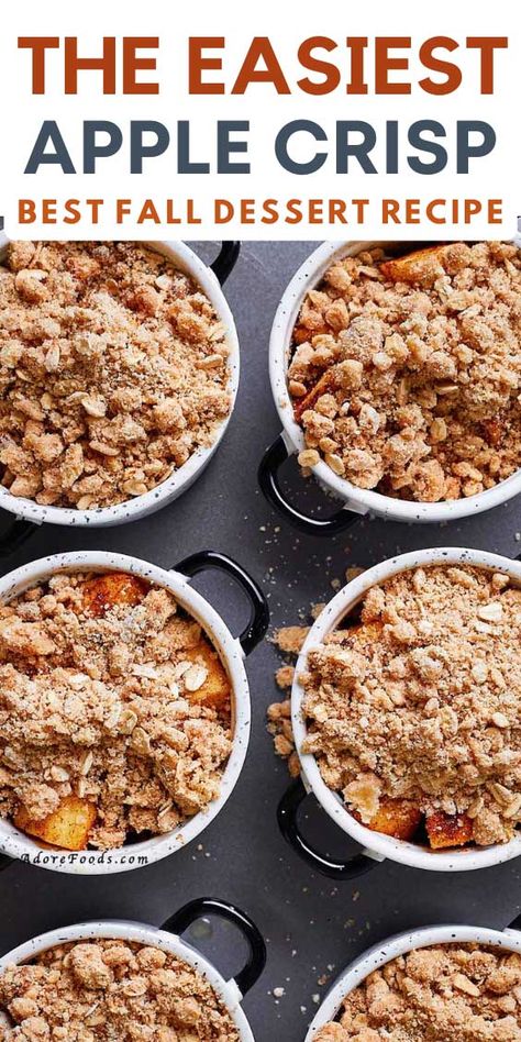 Individual Apple Cobbler, Individual Apple Crisp Recipe, Apple Crisp With Oats, Apple Cobbler Easy, Apple Crisp No Oats, Apple Crisp With Oatmeal, Homemade Apple Crisp, Apple Crisp Topping, Easy Apple Crisp