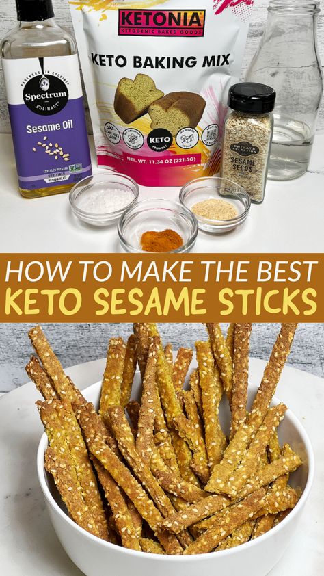 Sesame Sticks Recipe, Sesame Sticks, Snack Mixes, Keto Snack, Vegan Inspiration, Vegetarian Keto, High Carb, Party Appetizer, Gluten Free Snacks