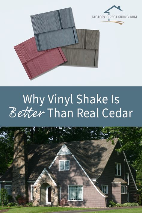 Updating the exterior of your home is a big commitment! If you’ve been thinking about using cedar shingles, take a second to discover vinyl shake siding. It’s likely a better option! Shakes Siding Exterior, Vinyl Shingles Cedar Shakes, Vinyl Shingle Siding, Vinyl Cedar Shake Siding, Vinyl Shake Siding, Cedar Shake Siding, Exterior House Siding, Shake Shingle, Cute Cottages