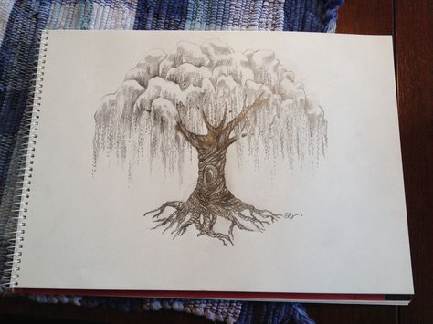 Willow tree drawing - To everyone who pins this - and there are a lot of you… Willow Tree Butterfly Tattoo, Weeping Willow Tree Drawing, Willow Tree Sketch, Willow Tree Drawing, Weeping Willow Tattoo, Tree Tat, Tree Drawing Simple, Willow Tree Tattoos, Tree Sketch