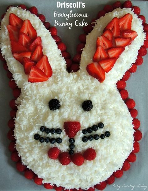 Strawberry Easter Bunny Cake, Bunny Face Cake Ideas, Easter Cakes Ideas, Driscolls Berries, Cake Bunny, Bunny Cakes, Easter Deserts, Easter Foods, Face Decoration