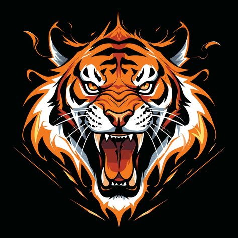 Tigre cabeza mascota logo para deporte Tigre camiseta diseño Japanese Tattoo Words, Logo Tiger, David Mann Art, Art Tigre, Logo Family, Cute Disney Quotes, Phoenix Artwork, Tiger Vector, Tattoo Words