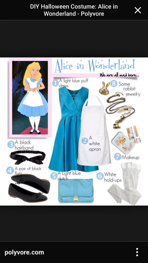 Alice outfit Wonderland Fashion, Alice In Wonderland Outfit, Alice In Wonderland Diy, Fashion Show Party, Alice Costume, Alice In Wonderland Costume, Book Week Costume, Wonderland Costumes, Diy Kostüm