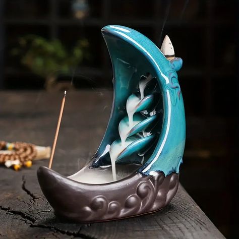 Ceramic Waterfall Incense Burner,creative Home Aromatherapy Gift For Home Decoration,home Office Incense Passage Incense Insert Decor,room Decor,table Decor, Creative Home Gift - Temu Pond With Koi Fish, Moon Incense Holder, Moon Fish, Moon Incense, Backflow Incense Holder, Clay Incense, Backflow Incense Burner, Home Ornaments, Incense Stick Holder