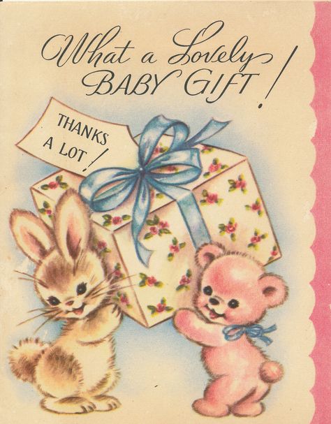 Vintage Thank You Cards, Retro Printables, Vintage Birthday Cards, Vintage Valentine Cards, Retro Baby, Drawing Letters, Retro Graphics, Card Making Crafts, Vintage Deer