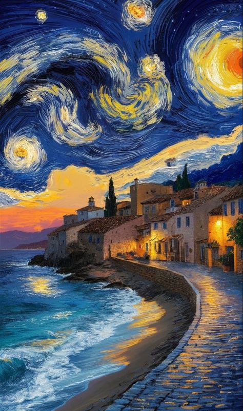 Family Wallpaper Backgrounds, Drawing Van Gogh, The Starry Night Painting, Van Gogh Inspired Art, Good Wallpapers, Batik Background, فنسنت فان جوخ, Sketch Beautiful, Van Gogh Wallpaper