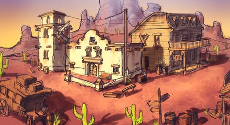 Cowboy Town, Town Drawing, Old Western Towns, Western Games, Old West Town, Old Western, West Town, Western Town, Western Comics