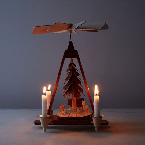 German Handcrafted Holiday Decor Norway Christmas, Candle Decoration, Pyramid Candle, Holiday Candle, German Christmas, Candle Flames, Christmas Scenes, Food 52, Tree Toppers