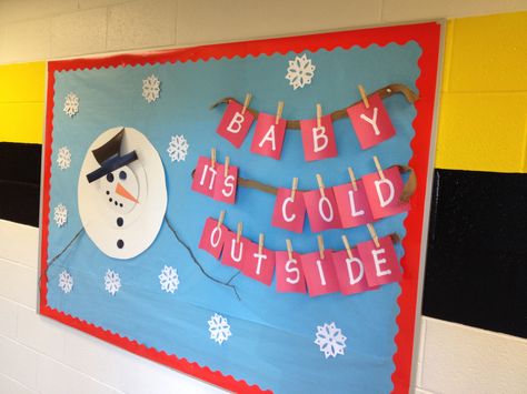 My winter bulletin board Winter Bulletin Board Ideas, December Bulletin Boards, Door Bulletin Boards, Winter Bulletin Board, Holiday Bulletin Boards, Christmas Bulletin Boards, January Bulletin Boards, Cute Bulletin Boards, Winter Bulletin