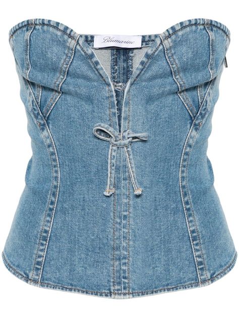 Blumarine Denim Bustier Top - Farfetch Denim Bustier Top, Corset And Jeans, Denim Bustier, Denim Corset, Dolce E Gabbana, Bustier Top, Bustiers, Fabulous Fashion, Sweetheart Neck