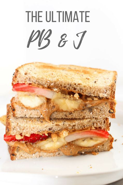 The Ultimate PB&J - Chef Julie Harrington, RD Pbj Sandwich, Sandwich Lunch, Peanut Recipes, Peanut Butter And Jelly, Healthy Family, Lunch Box Recipes, Food Prep, Wrap Sandwiches, Morning Food