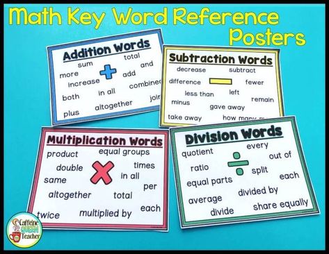 Identifying key words in a math story problem is important when students are solving word problems. These key word posters are part of the CUBES math word problem solving strategy set. Perfect references for students. Math Key Words Anchor Chart 2nd Grade, 2nd Grade Story Problems, Word Problem Key Words Anchor Chart, Word Problems Second Grade, Word Problem Key Words, Cubes Math Strategy, Maths Centres, Math Key Words, Word Problem Strategies