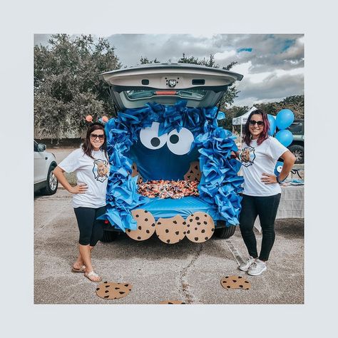 We may be biased but this is our favorite trunk or treat set up! 💙🍪 A few weeks ago we had the pleasure of having our truck or treat set… | Instagram Cookie Monster Truck Or Treat Suv, Sully Trunk Or Treat, Multi Car Trunk Or Treat Ideas, Trunk Or Treat Ideas For Cars Cookie Monster, Trunk Or Treat Cookie Monster Ideas, Trunk Or Treat For Truck Beds, Cookie Monster Trunk Or Treat Ideas, Cookie Monster Truck Or Treat Ideas, Elmo Trunk Or Treat