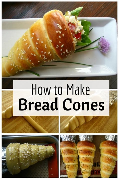 Bread Cones, Waffle Cone Recipe, Make Bread, Bread Shaping, Savory Pastry, Baked Macaroni, Fair Food Recipes, Bacon Cheese, Pastry Recipes