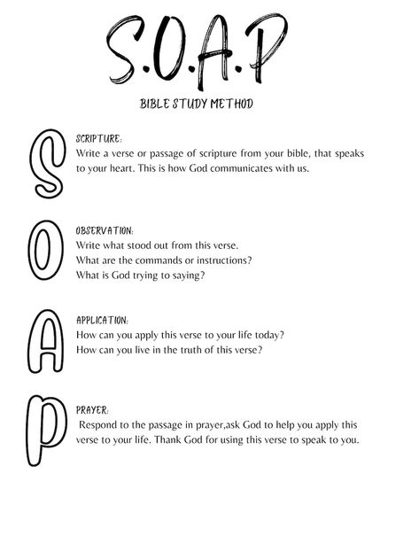 R.E.A.P & S.O.A.P Bible Study Method Print Out - Etsy S.o.a.p. Bible Study, Bible Study Notes Aesthetic, Printable Bible Study Worksheets, Soap Method Bible Study, Bible Study Lesson Plans, Soap Bible Study Method, Bible Study Method, Soap Bible Study, Journal Bible Quotes