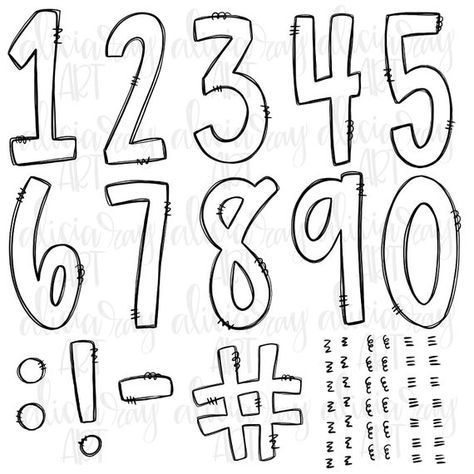 How To Draw Numbers Fonts, Hand Drawn Numbers, Number Bubble Letters, How To Draw Numbers, Block Numbers Font, Hand Lettering Numbers, Number Doodles, Doodle Numbers, Painted Basketball