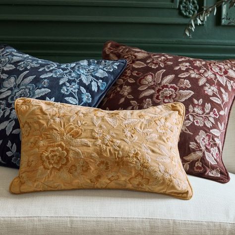 Luxury Throw Pillows For Couches + Beds | Williams Sonoma Luxury Throw Pillows, Botanical Arrangements, Embroidered Pillow Covers, Luxury Throws, Williams Sonoma Home, Couch Throw Pillows, Linen Throw Pillow, Velvet Throw, Linen Throw