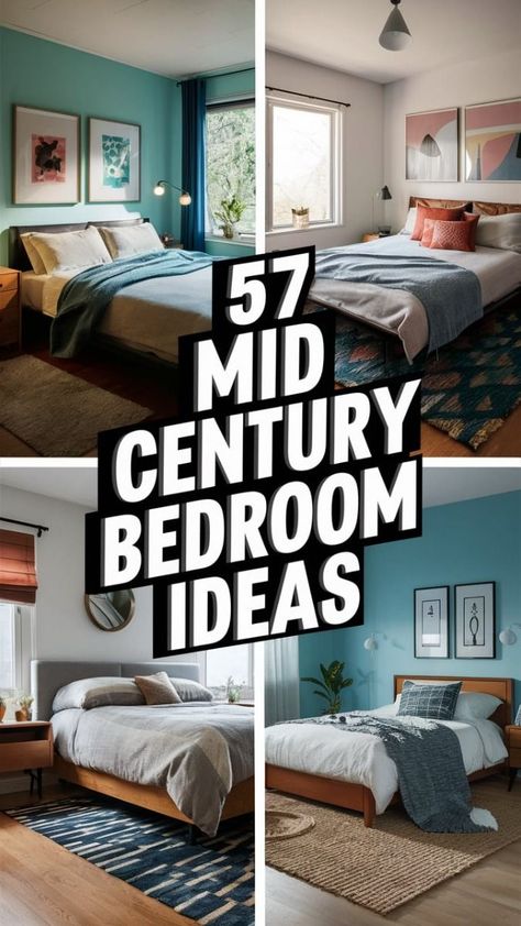 Small Mid Century Modern Bedroom, Bedroom Ideas Retro, Mid Century Bedroom Ideas, Mid Century Modern Bedroom Ideas, Mid Century Bedroom Design, Mid Century Modern Bedroom Design, Unique Bedroom Ideas, Male Bedroom Ideas, Mid Century Modern Room