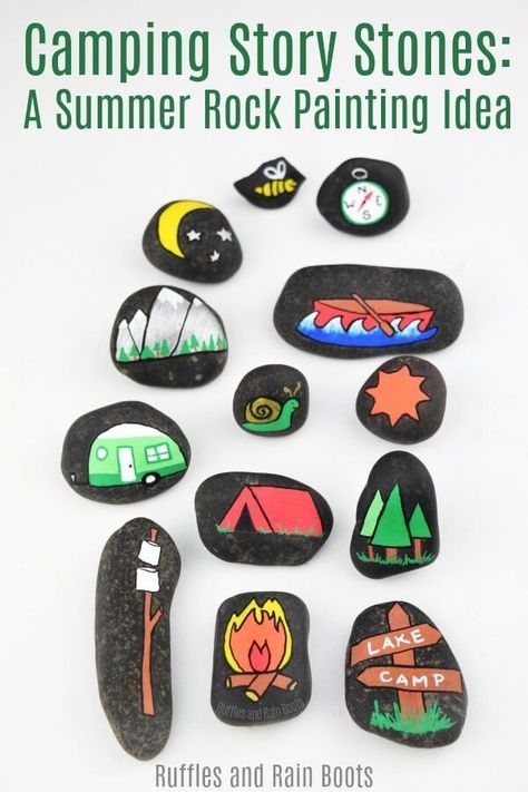 Summer Rock Painting, Painting Idea For Beginners, Rock Painting Idea, Story Stone, Kids Story, Rock Painting Tutorial, Story Stones, Wood Wall Art Diy, Rocks Painted