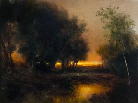 Tonalism Painting Landscapes, Tonalism Art, Tonalist Paintings, Painting References, Leaf Painting, Gold Leaf Painting, Landscape Art Painting, Art Things, Oil Painters