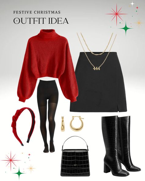 A simple but statement making outfit for Christmas! Christmas Women Outfits, Christmas Outfit Church, Festive Christmas Outfit, Outfit For Christmas, Christmas Outfit Casual, Spirit Day, Amazon Outfits, Fancy Christmas, Christmas Fits