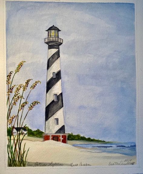 next Cape Hatteras Lighthouse Drawing, Light House Paintings Easy, Lighthouse Drawing Simple, Light House Drawing, Sea Drawings, Under The Sea Drawings, North Carolina Outer Banks, Lighthouse Cards, Lighthouse Drawing