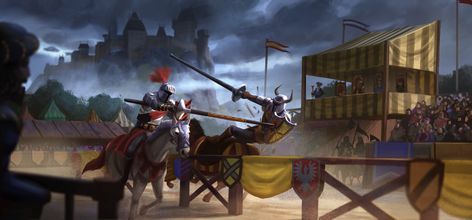 ArtStation - Joust tournament, Cyril JEDOR Fantasy Tournament, Medieval Tournament, Jousting Tournament, Medieval Games, Come Find Me, Medieval Knights, Asoiaf Art, Twitch Channel, Fantasy Races