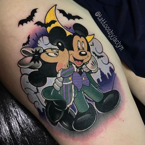 Mansion Tattoo, Haunted Mansion Tattoo, Mickey And Minnie Tattoos, Minnie Tattoo, Disney Inspired Tattoos, Mickey Tattoo, Intricate Tattoo, Spooky Tattoos, Disney Haunted Mansion