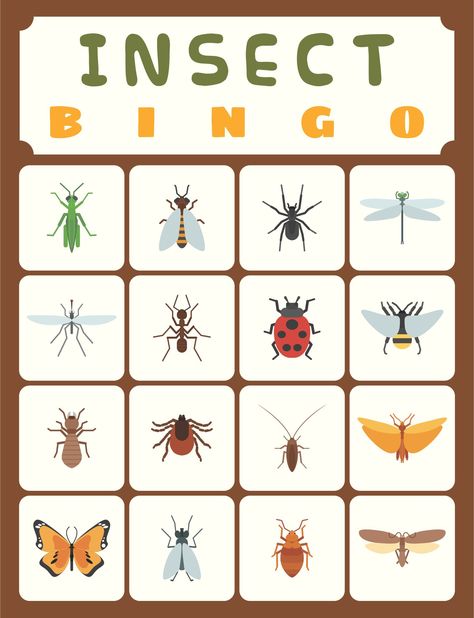 Insect Template, Bug Bingo Free Printable, Bug Themed Party Games, Insect Games, Insect Bingo Free Printable, Parts Of An Insect Printable, Bug Identification, Bug Games, Head Start Classroom