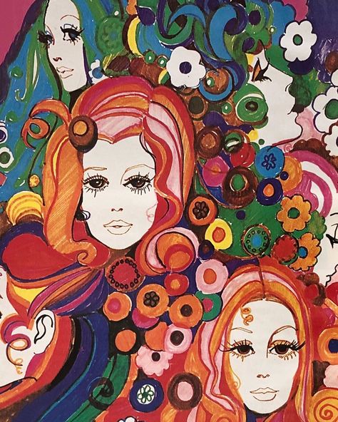 1960s Artwork, 60s Pop Art Fashion, 60s Feminism Posters, Drawn Girls, Psychadelic Art 1960s, Psychedelia 1960s, Feminism Art, 60s Art, Mirror Paint