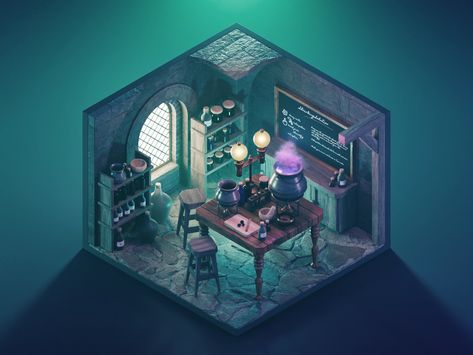 Interior Concept Art, Witch Room, Isometric Drawing, House Games, Sims 4 House Design, Isometric Art, Bedroom Setup, Computer Room, Witch House