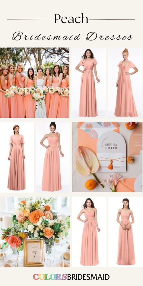 Peach bridesmaid dresses on sale under $100, in 600+ custom-made styles and all sizes. 150+colors, made to order, fast arrived, color sample available. #colsbm #bridesmaids #weddingcolors #bridesmaiddresses #weddingideas #peachwedding #pinkwedding #peachdress b2119 Bridesmaid Dresses Peach, Peach Wedding Dress, Peach Bridesmaid, Peach Bridesmaid Dresses, Shades Of Peach, Pink Bridesmaid Dresses, Peach Dress, Peach Wedding, Light Peach