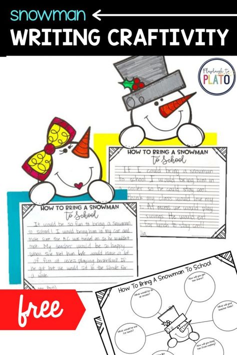 This FREE snowman writing craftivity is perfect for first and second graders during the winter months! Kids will love brainstorming on graphic organizers, creative ways to bring a snowman to school! What a motivating topic to get students to practice their writing skills! #winterwriting #graphicorganizers Winter Craftivity, Snowman Writing Activities, 4th Grade Writing Prompts, Winter Writing Activities, Snowman Writing, Winter Writing Prompts, Kindergarten Writing Activities, Winter Classroom Activities, Writing Mini Lessons