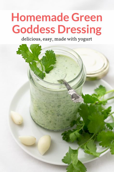 Goddess Salad Dressing, Green Sauce Recipe, Green Goddess Salad Dressing, Green Goddess Salad, Goddess Salad, Slender Kitchen, Creamy Salad Dressing, Goddess Dressing, Easy Salad Dressing