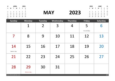 Are you looking for a Free May 2023 Calendar with Holidays Printable? Look no further! We have created a calendar with all the major holidays and space for notes, available in a variety of formats and paper sizes to suit your needs. One of the best features of our Free May 2023 Calendar with Holidays Printable is its colorful and visually appealing design, making it easy to view and print. We have designed the calendar with large space for notes to ensure that you can keep all your important dat 2023 Calendar With Holidays, Calendar With Week Numbers, Downloadable Calendar, Holidays Calendar, Calendar With Holidays, October Holidays, August Calendar, Create A Calendar, November Calendar