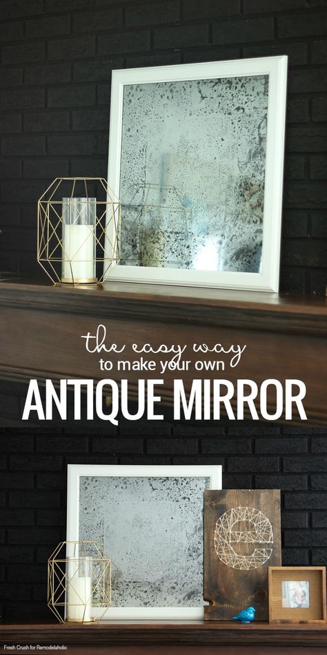 Easy DIY Antique Mirror Tutorial | IKEA Hack | How to turn a picture frame into a mirror Diy Antique Mirror, Mirror Tutorial, Antique Mirror Diy, Spiegel Diy, Distressed Mirror, Mirror Frame Diy, Rustic Mirrors, Wood Framed Mirror, Diy Mirror