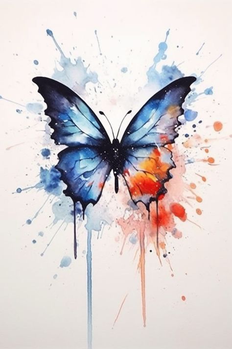 Butterfly Watercolor Tattoo, Watercolor Tattoo Design, Watercolor Butterfly Tattoo, Butterfly Sketch, 심플한 그림, Art Papillon, Butterfly Art Painting, Watercolor Butterfly, Beautiful Butterflies Art