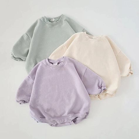 Comfy Oversized Baby & Toddler Sweatshirt Rompers. 😍 Keep your baby comfortable all day with this handmade cotton romper 🥰 Choose from 5 Soft earthy pastel toned colors. 🥰 Perfect to go with any wardrobe for everyday wear and a comfy overall fit for baby to run around and play 🥰 These rompers are true to size ❤️  Have a great day! ❤️ Sweatshirt Romper, Infant Baby Girl, Baby Overall, Baby Girl Boy, Toddler Romper, Cotton Romper, Boys Sweatshirts, Bubble Romper, Stylish Baby