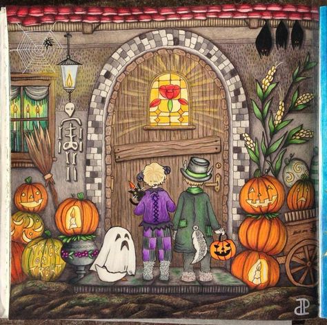 Neocolor Ii, Country Halloween, Coloring Pencils, Gardens Coloring Book, Coloring Techniques, Halloween Coloring Book, Castle Art, Coloring Inspiration, Romantic Country