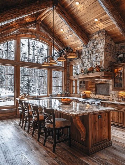 Attractive Log Cabins Log Cabin Inspired Home, Timber Frame Cabin Interior, Dark Log Cabin Homes Interior, Log Cabin Homes Interior Rustic, Luxury Lodge Interiors, Wood Interior House, Small Cabin Aesthetic, Fancy Cabin, Cabin Design Interior