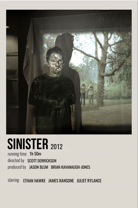 minimal polaroid movie poster for sinister Sinister Movie Poster, Sinister Poster, Sinister Movie, Movie Poster Aesthetic, Quarantine Movie, Polaroid Movie Poster, Movie Character Posters, Netflix Horror, Trailer Film