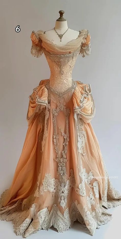 1800s Royal Fashion, Mythical Dresses, Victorian Aesthetic Dress, Met Gala Dresses Ideas, Regal Dresses, Ornate Outfit, Elegant Royal Dresses, Fantasy Ball, Historical Gowns