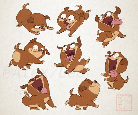 Dog Illustration Art, Creature Character, Expression Sheet, Animation Classes, Puppy Sketch, Dog Expressions, Cartoon Dogs, Puppy Drawing, Pug Art