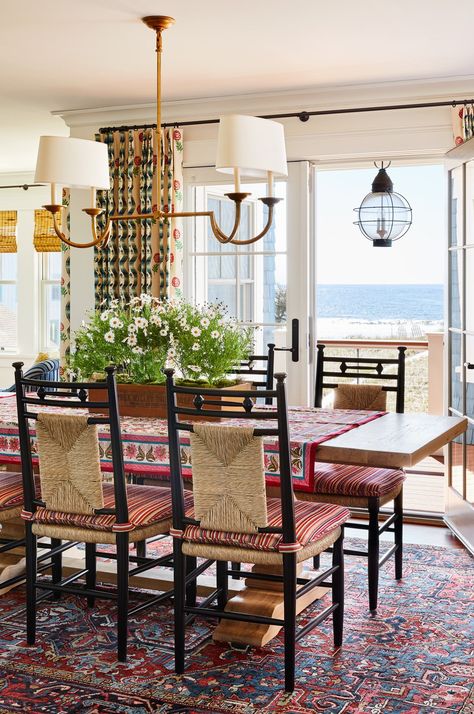 Home Tour | Katie Rosenfeld’s Maine Beach Cottage Infuses Grandmillennial Style with True New England Charm — Scout & Nimble Maine Beach House, Katie Rosenfeld, Maine Beach, Maine Beaches, Riverside House, Boston Design, New England Homes, Fabric Houses, Beach Cottage