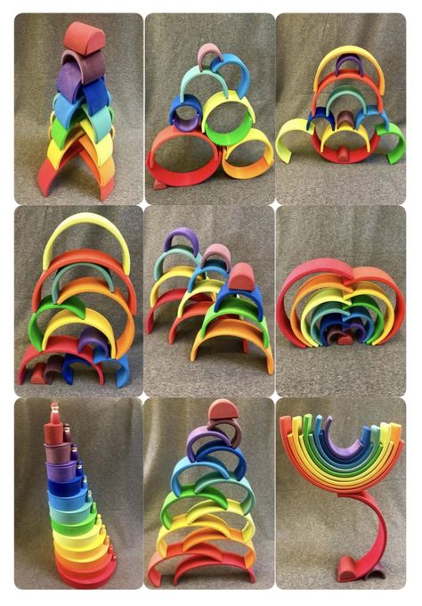 Grimm Rainbow Ideas, Grimms Rainbow Ideas, Grimm's Toys, Grimms Rainbow, Ocean Theme Preschool, Rainbow Ideas, Rainbow Stacker, Rainbow Blocks, Fun Activities For Toddlers