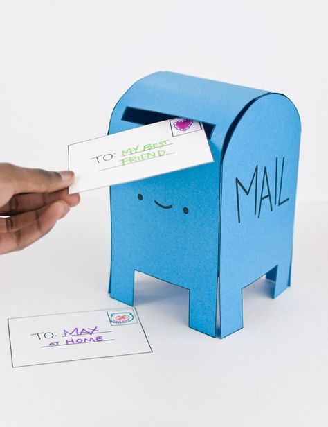 Pretend Play with a Printable Happy Mail Box | Handmade Charlotte Snail Mail Crafts, Happy Mail Printable, Mail Craft, Letter Writing Kit, Diy Mailbox, Mailbox Ideas, Origami Envelope, Handmade Charlotte, Fun Mail